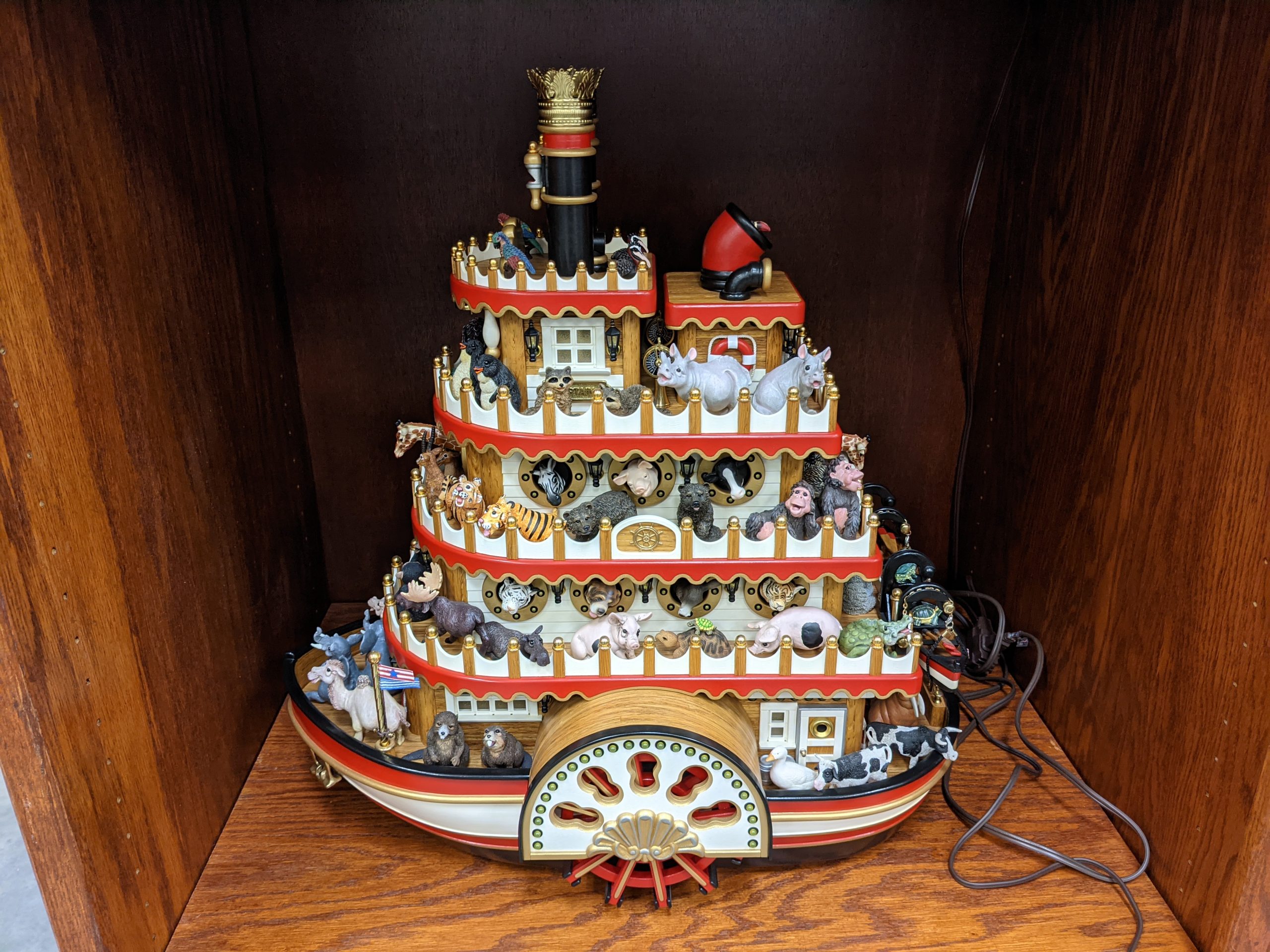 Don's "Steam Boat" music box depicts Noah's Ark.