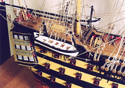 A close-up detail of HMS Victory.
