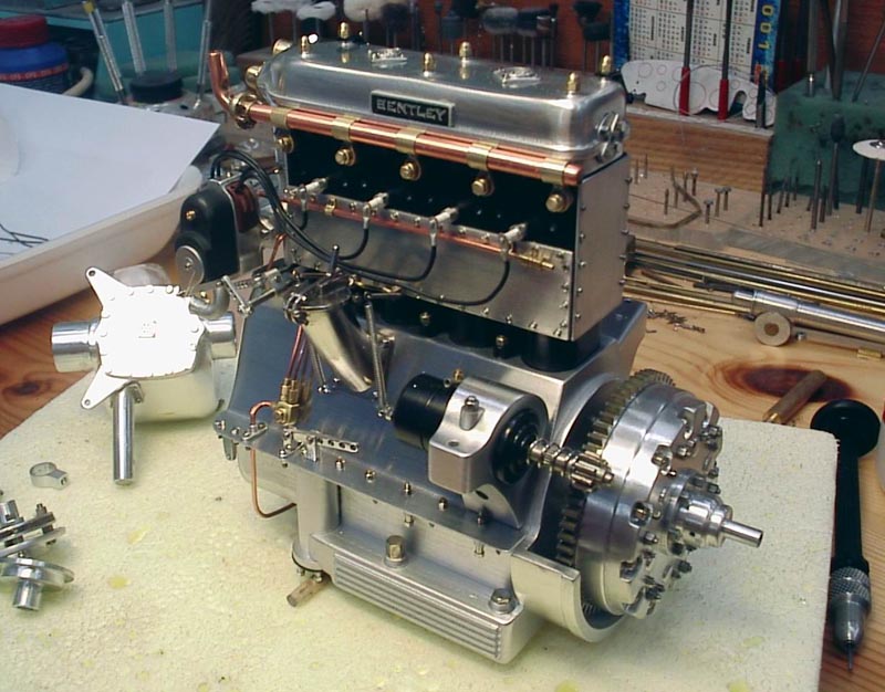 The finished 1/10 scale Bentley engine ready for installation. 
