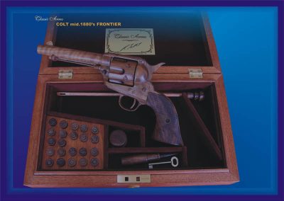 The finished Colt Frontier revolver in its custom presentation case.
