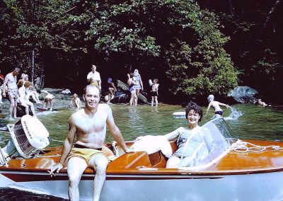 The Rattazzi family runabout in action on Lake George, NY.