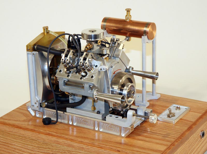 Another angle of the finished Howell V-4 engine. 