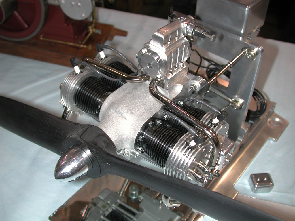 Doug’s model of a Bruce Satra flat 4-cylinder aircraft engine. 