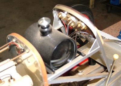 A close-up of the gas tank and some of the instrument panel.