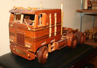 The semi tractor is 17” long, 9” tall, and 7” wide.