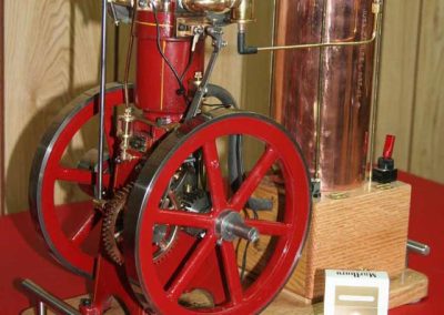 This 1905 vertical steam engine called, “Domestic” was built at 1/3 scale.