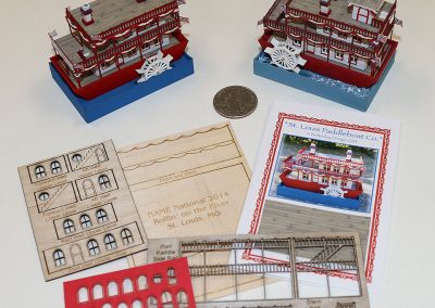 Miniature paddlewheel boats with their kits.