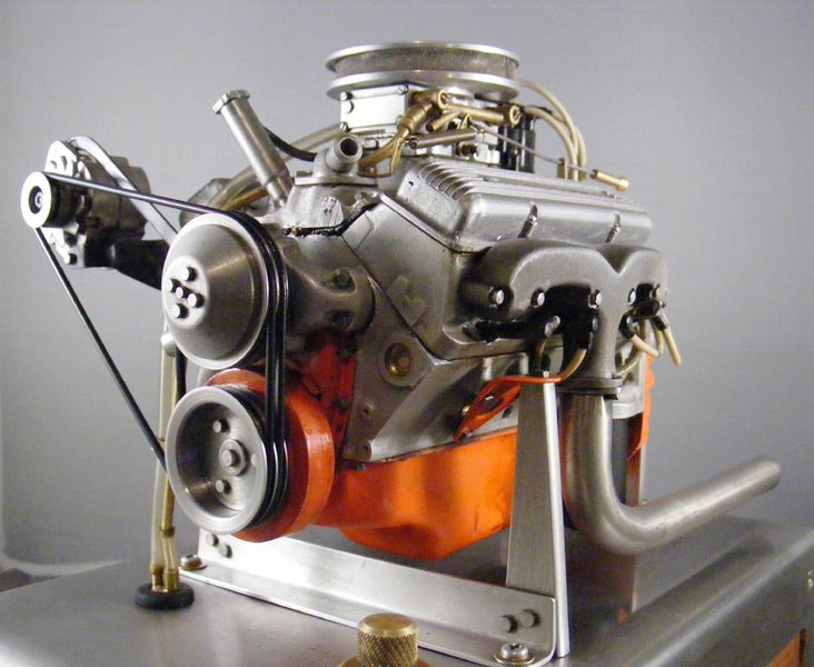 Jim’s 1/6 scale running Chevrolet 327 engine.
