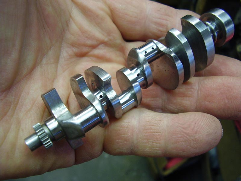 The unfinished crankshaft for Jim's 1/6 scale Chevy. 