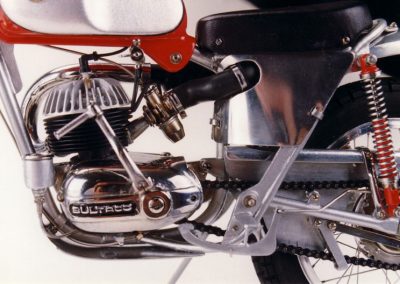 A close-up of the scale Bultaco Sherpa model.