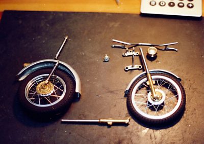 Some 1/6 scale Bultaco Sherpa components.