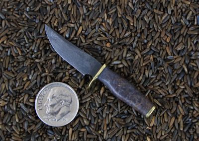 A custom miniature fixed blade knife made by Brian Jacobson.