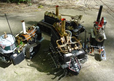 A Steam Tank (left) joins three of I-Wei’s other robots.