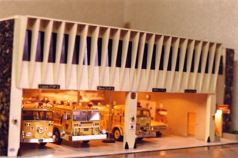 Tom's scale model Fire Station No. 1. 