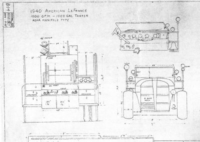 A portion of Tom’s detailed drawings for his 1940 LAFD American LaFrance tanker.