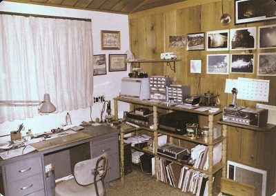 A view of Tom’s workspace from when he lived in Shelter Cove, CA.