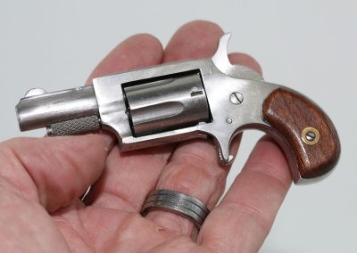 This tiny five-shot revolver fires .22 caliber rounds.