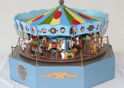 This large 24” diameter carousel plays music, lights up, and rotates.