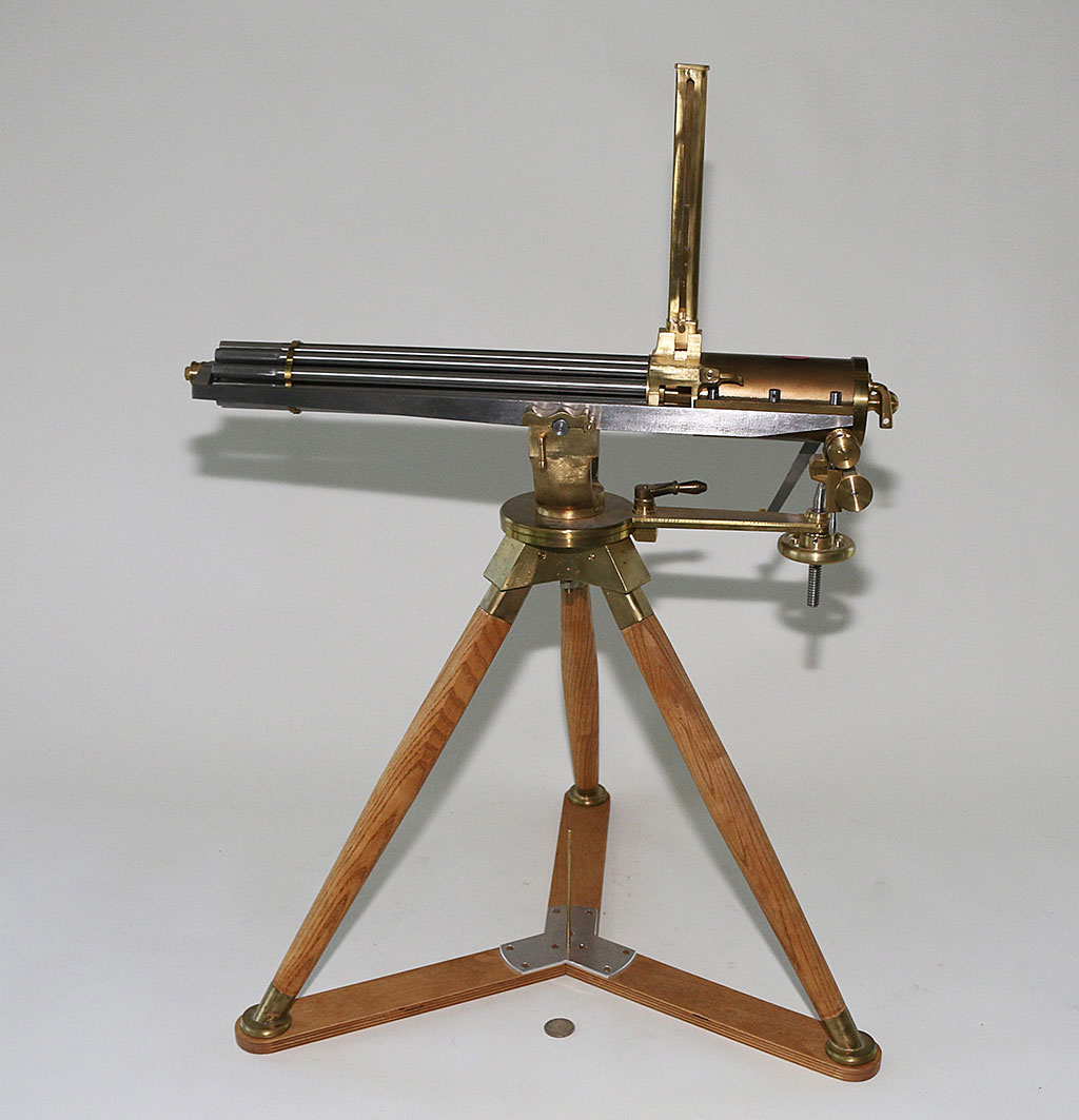 This functional 1/3 scale Gatling gun was designed to fire .22 caliber bullets.