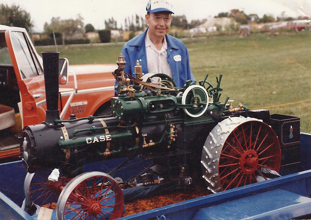 Birk at a show with his 1/4 scale Case steam tractor.