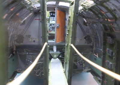 Looking down the B-17G bomb bay interior.