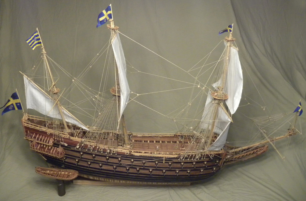 Clayton’s finished and rigged 1/50 scale model of the Vasa.