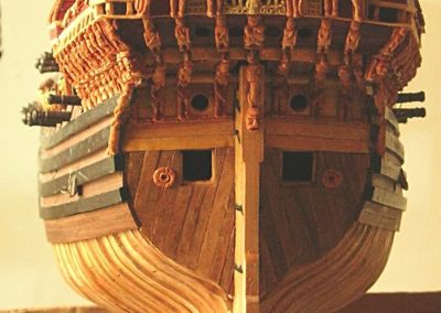 The stern is ripe with detailed carvings.