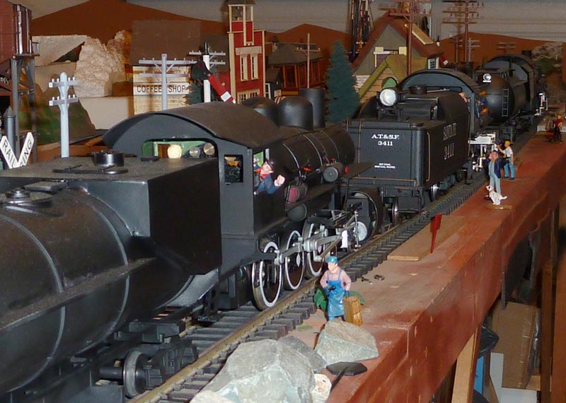 Some of Bill's scale model locomotive engines. 