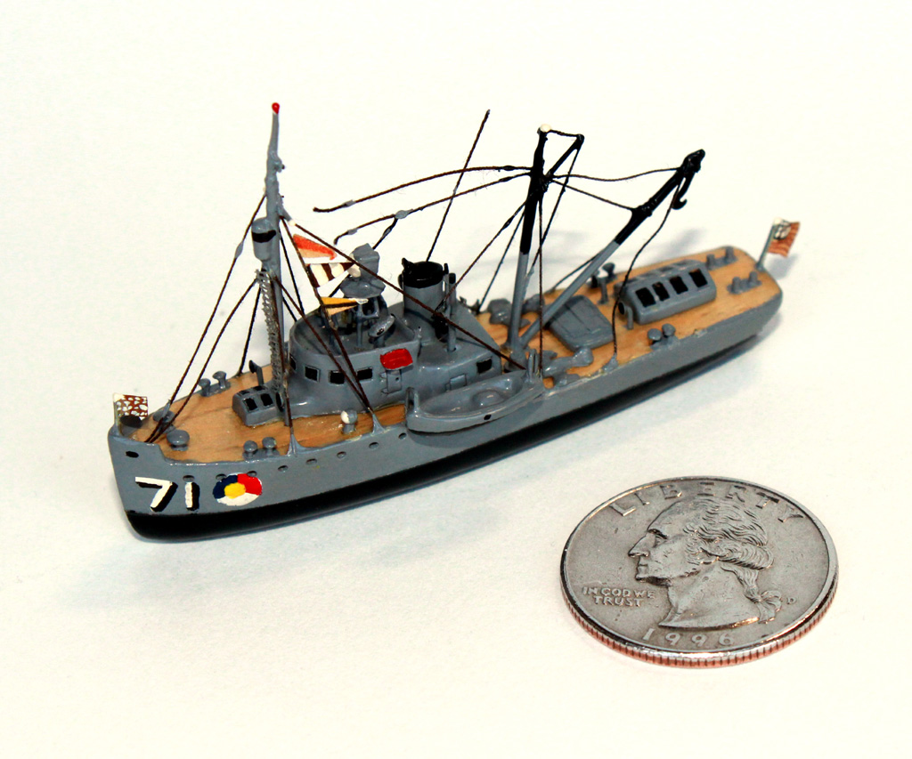 A tiny 1/600 scale model of the USS Albatross.