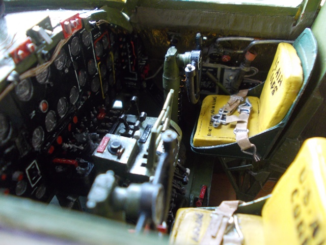 The 1/20 scale B-17G cockpit is totally outfitted.