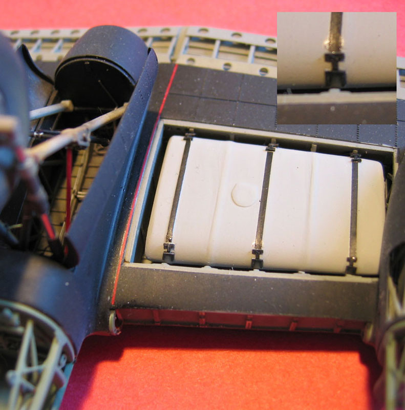 Fuel tanks inside the model Lancaster wing.