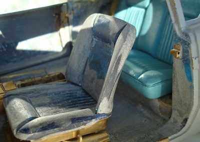 The front seats were also ready for covering.