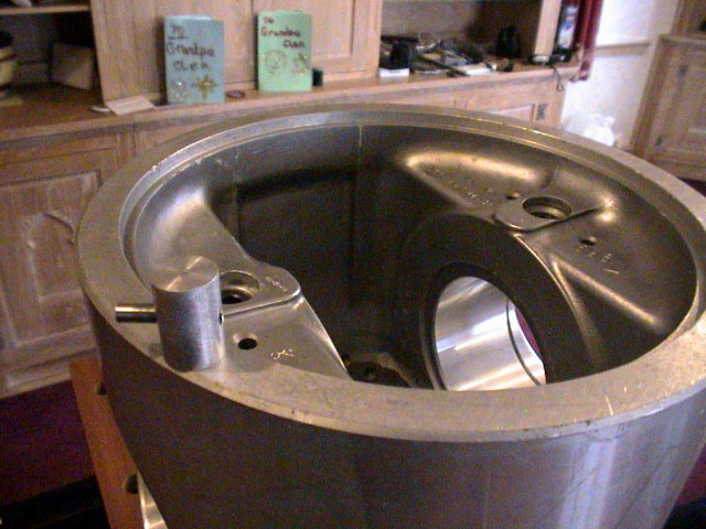 A single model piston for the Deltic engine sits atop the Paxman piston skirt. 