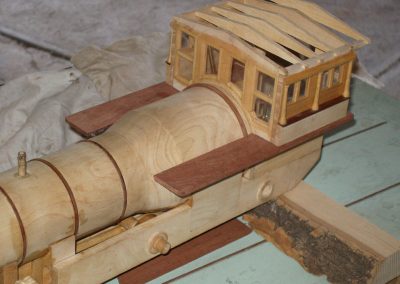 The nearly finished wooden cab.