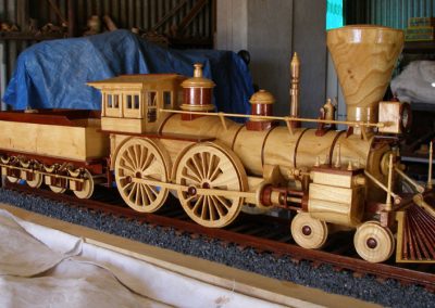 The finished wooden 4-4-0 locomotive.