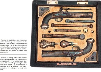 A matching set of flintlock dueling pistols with French hammers.