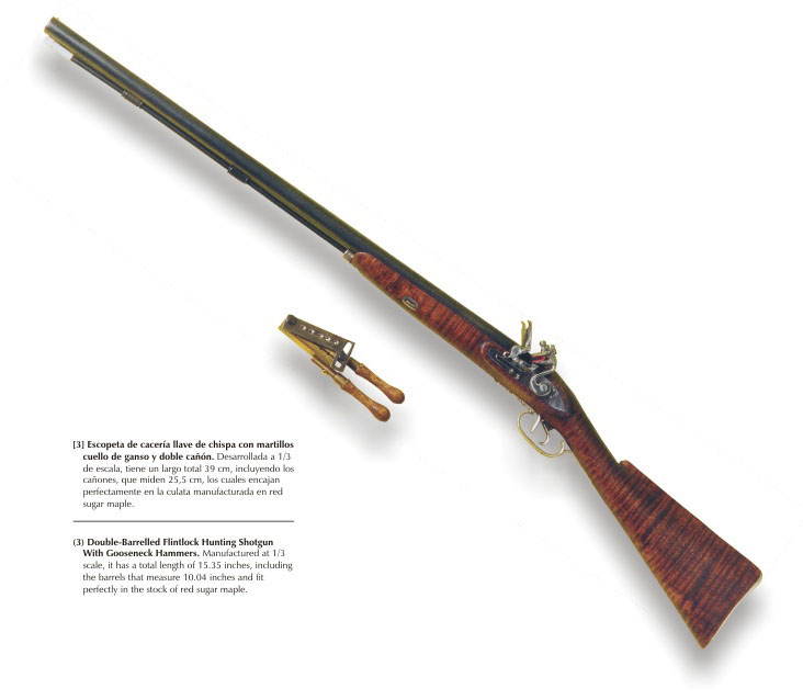 Antonio’s 1/3 scale double-barreled flintlock hunting shotgun.