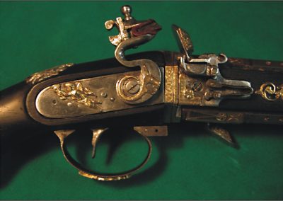 One of Antonio’s decorated miniature flintlock pistols.