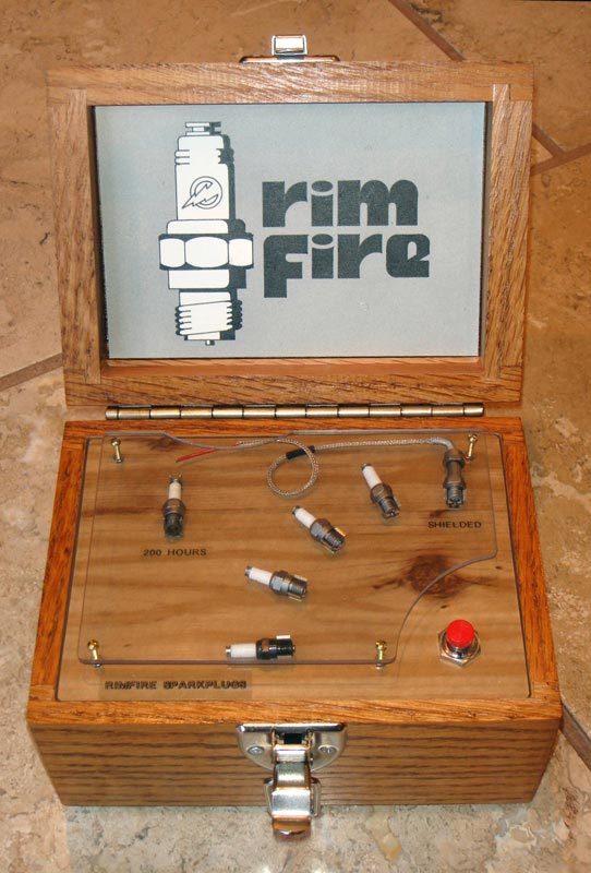 Several Rimfire spark plug prototypes made by Paul Knapp.