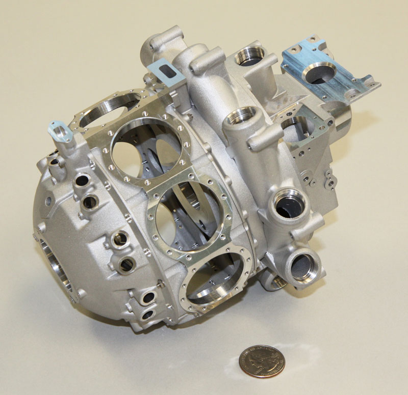This is a 4-part casting for a 9-cylinder Pratt & Whitney R-985 engine.
