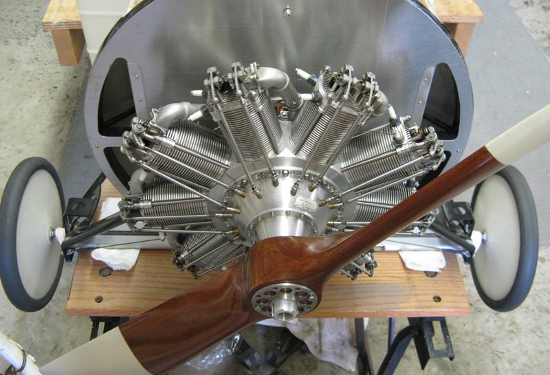 Paul's aluminum Bentley rotary engine is mounted to the firewall of a model plane called, Gigantic. 