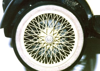 The wire wheel has the original whitewall tires.