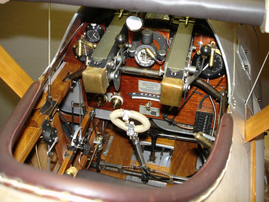 The 1/4 scale model Sopwith Snipe instrument panel installed in a model Sopwith.