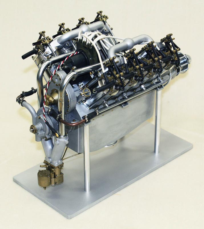 A 1/4 scale model Curtiss OX-5 V8 airplane engine.