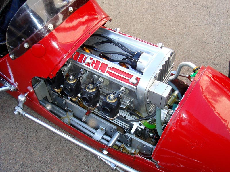 A close-up of the 1/4 scale Riggle midget race car.