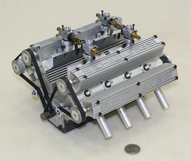 The Schillings V8 DOHC engine.