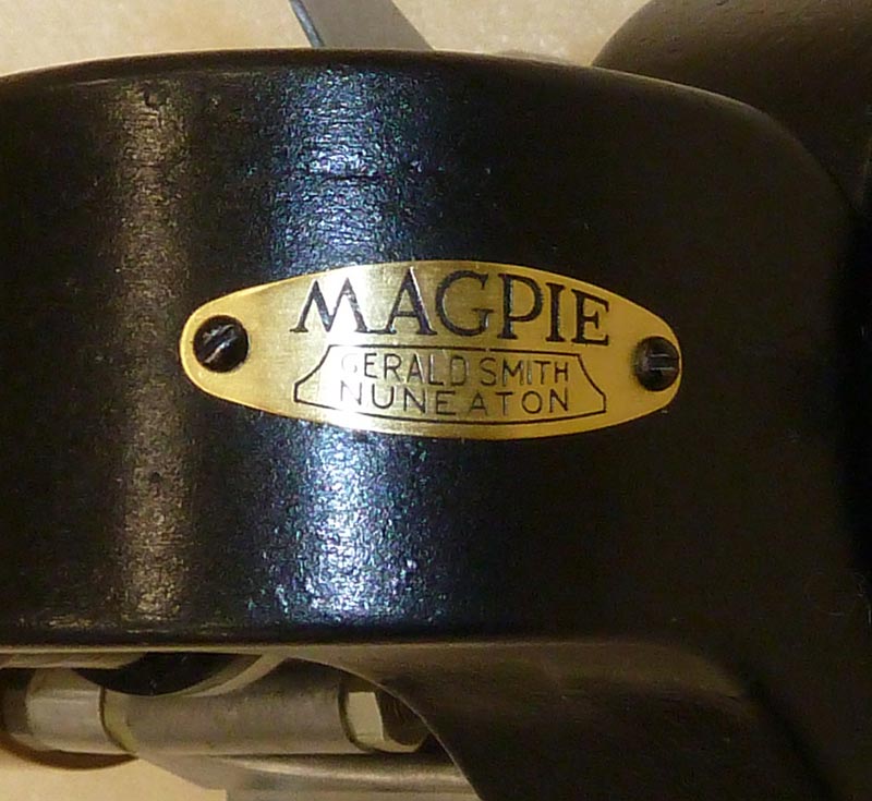 A close-up of the Magpie nameplate.