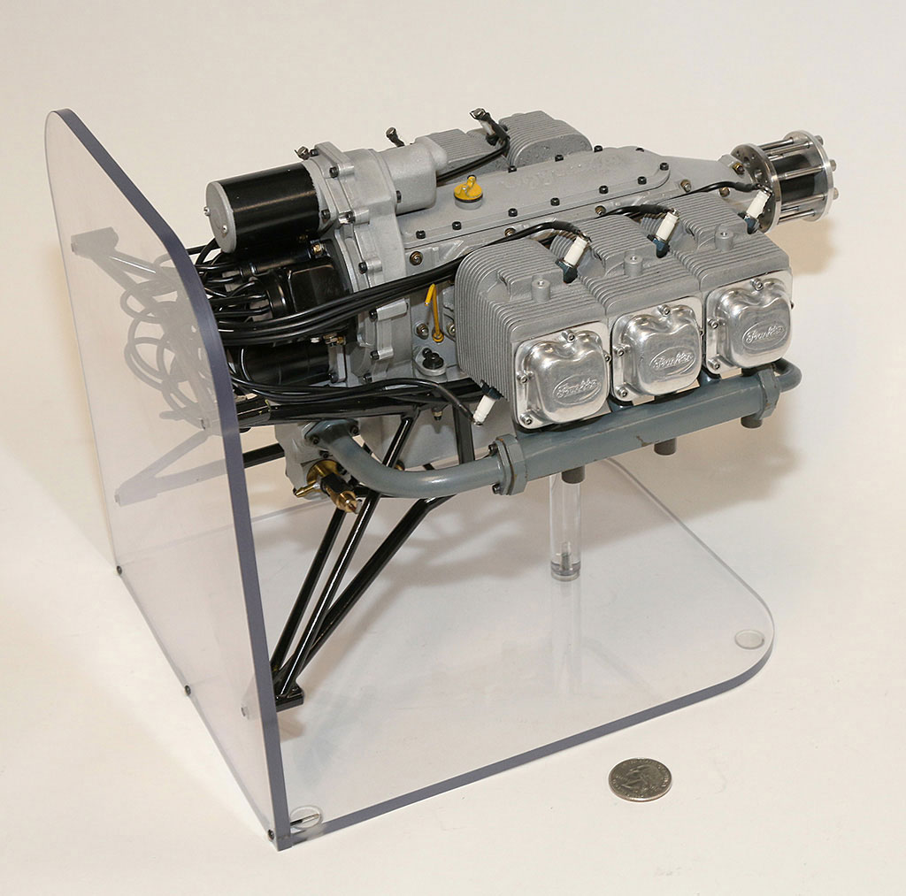 The 1/4 scale Franklin 6-cylinder opposed model airplane engine.