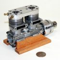 A custom 2-cylinder model boat engine made from two K&B .40 engines.