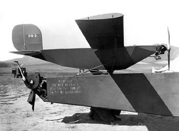 A black and white photo of one of the Radioplane drones that used the McCulloch engine. 